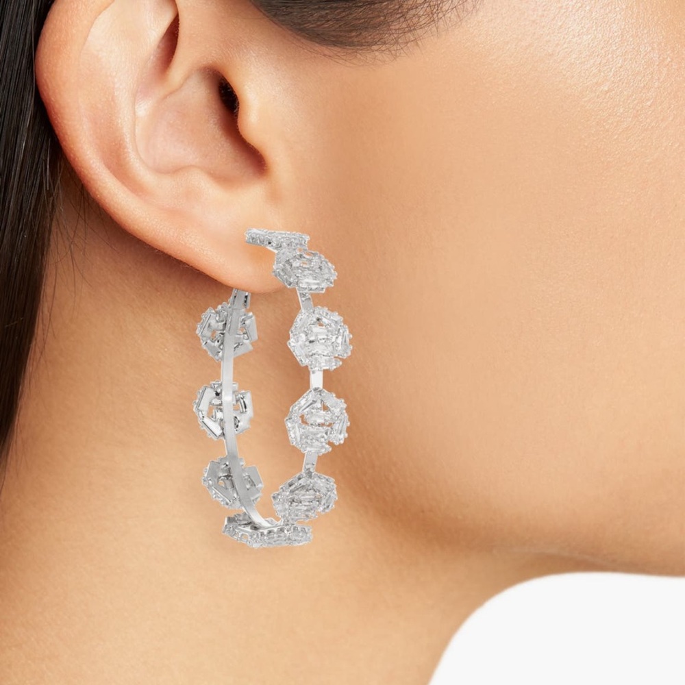 Nasha CZ Cluster Hoop Earrings New